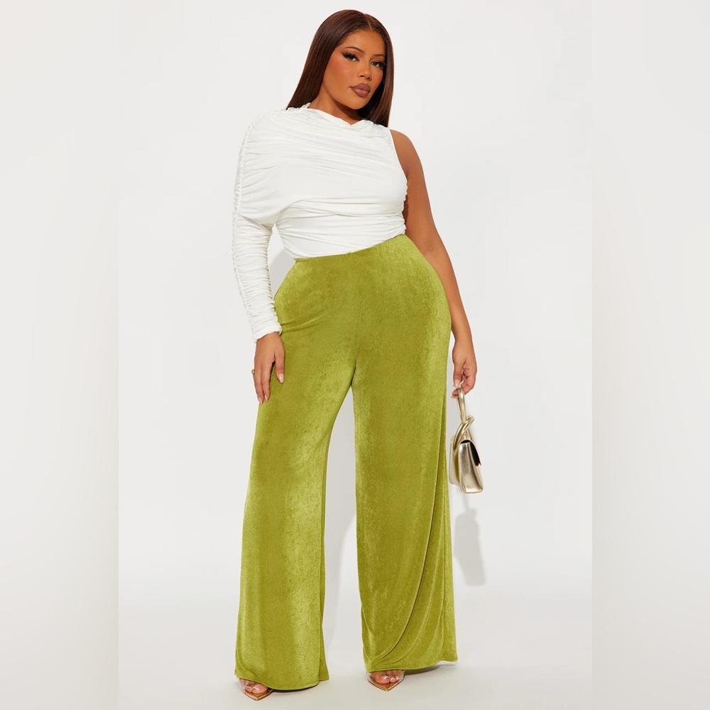 Not Your Average Slinky Wide Leg Pant 32″ - Chartreuse